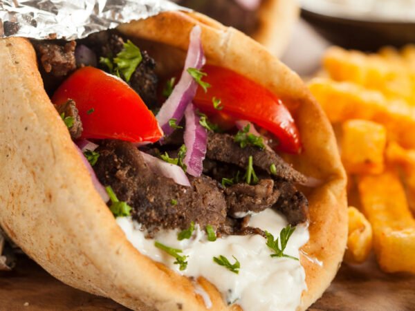Gyros with meat close up