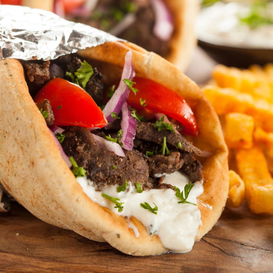 Gyros with meat close up